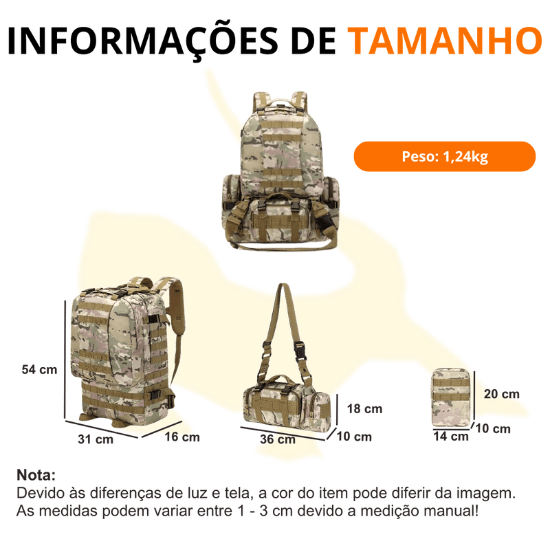 Mochila Tática Multifuncional Expansível (56-75L)