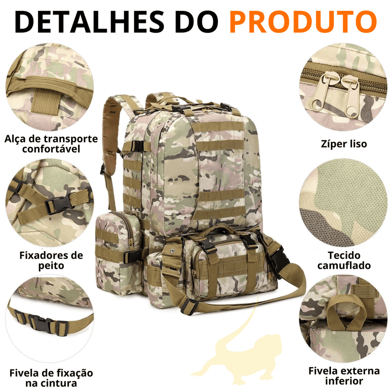 Mochila Tática Multifuncional Expansível (56-75L)