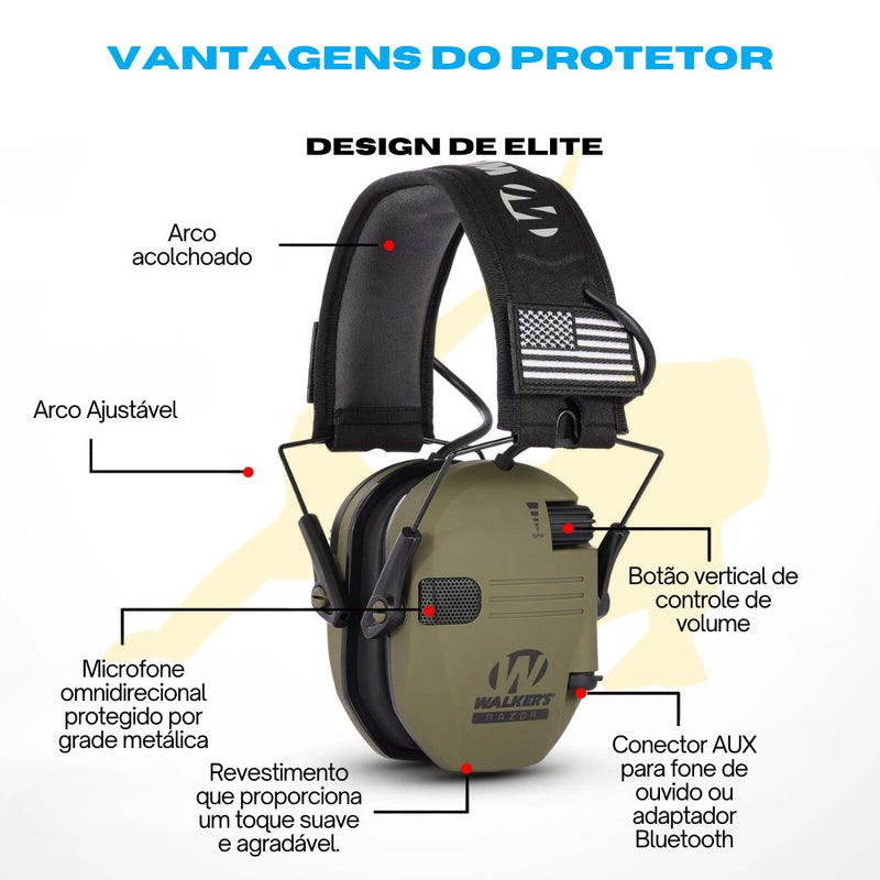 Protetor Auditivo Eletrônico 5.1 Bluetooth